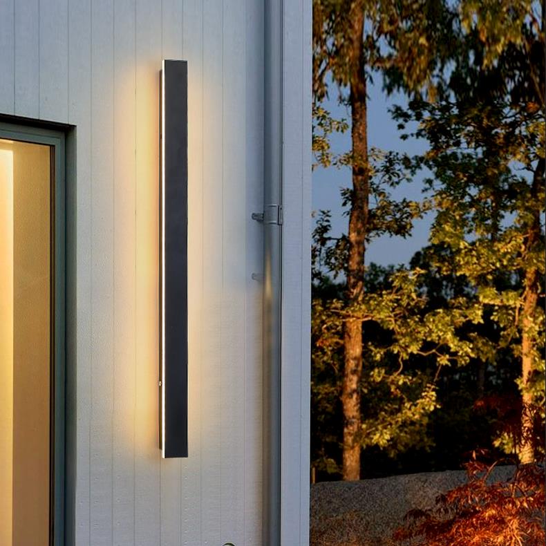 Modern Black LED Outdoor Wall Light Long Linear Waterproof Lighting