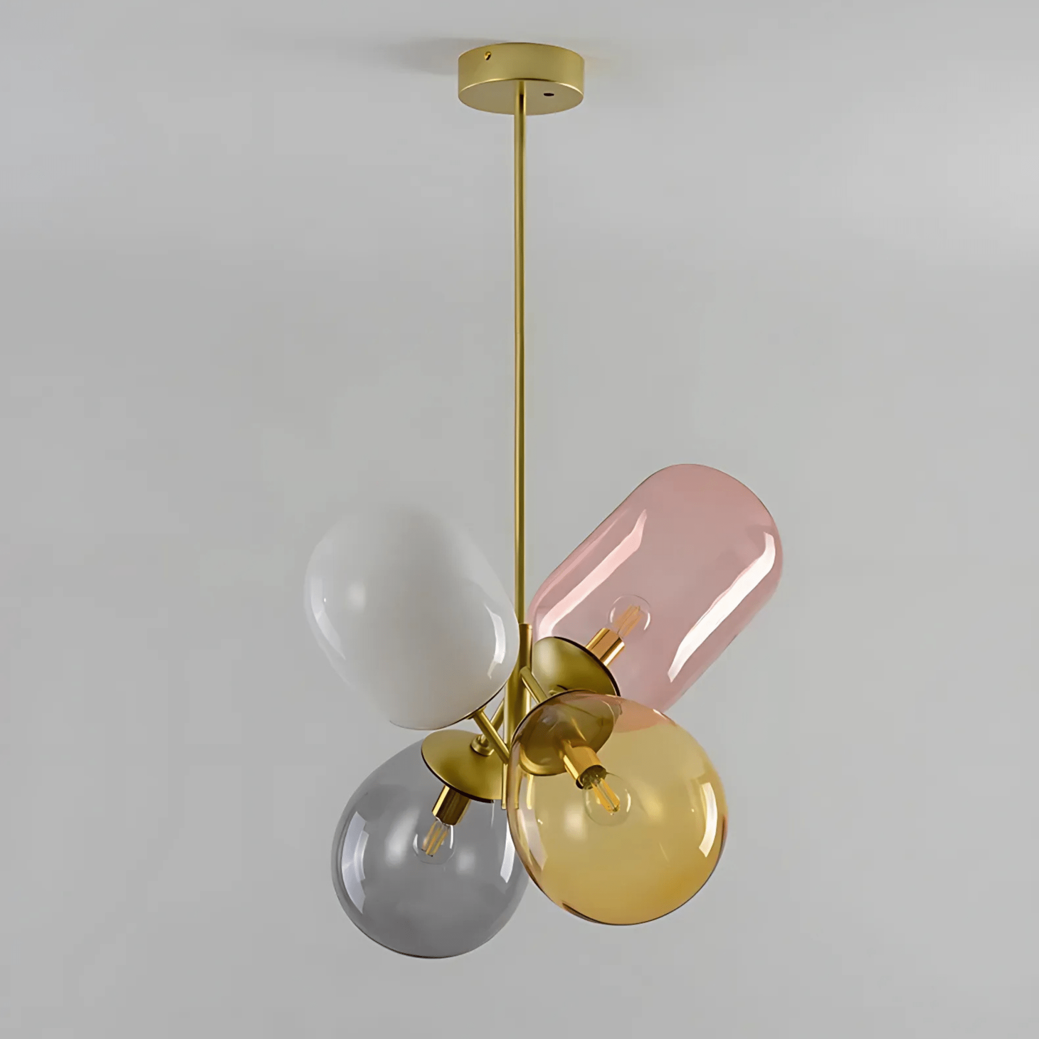 Modern Glass Globe Chandelier Adjustable Brass Ceiling Light