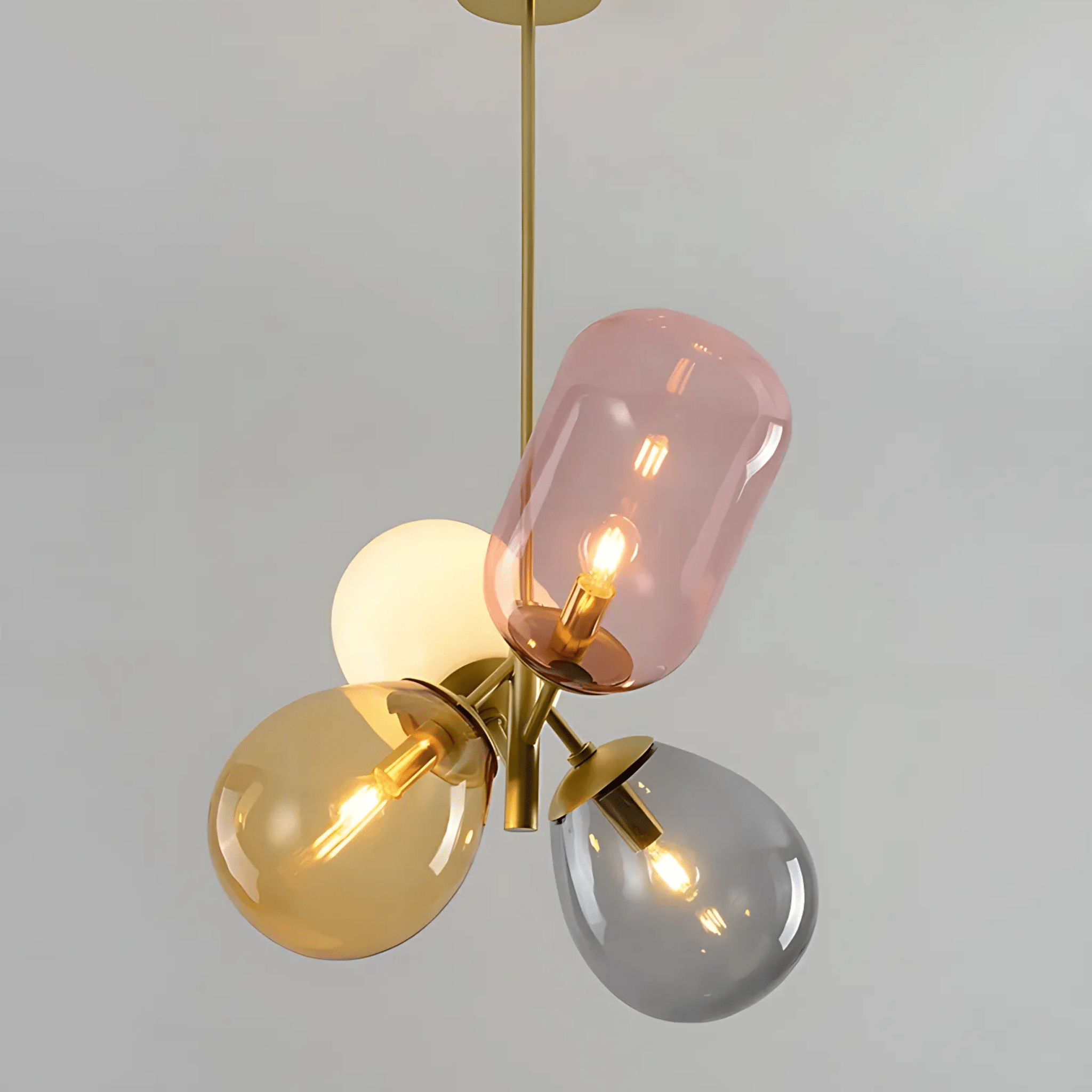 Modern Glass Globe Chandelier Adjustable Brass Ceiling Light