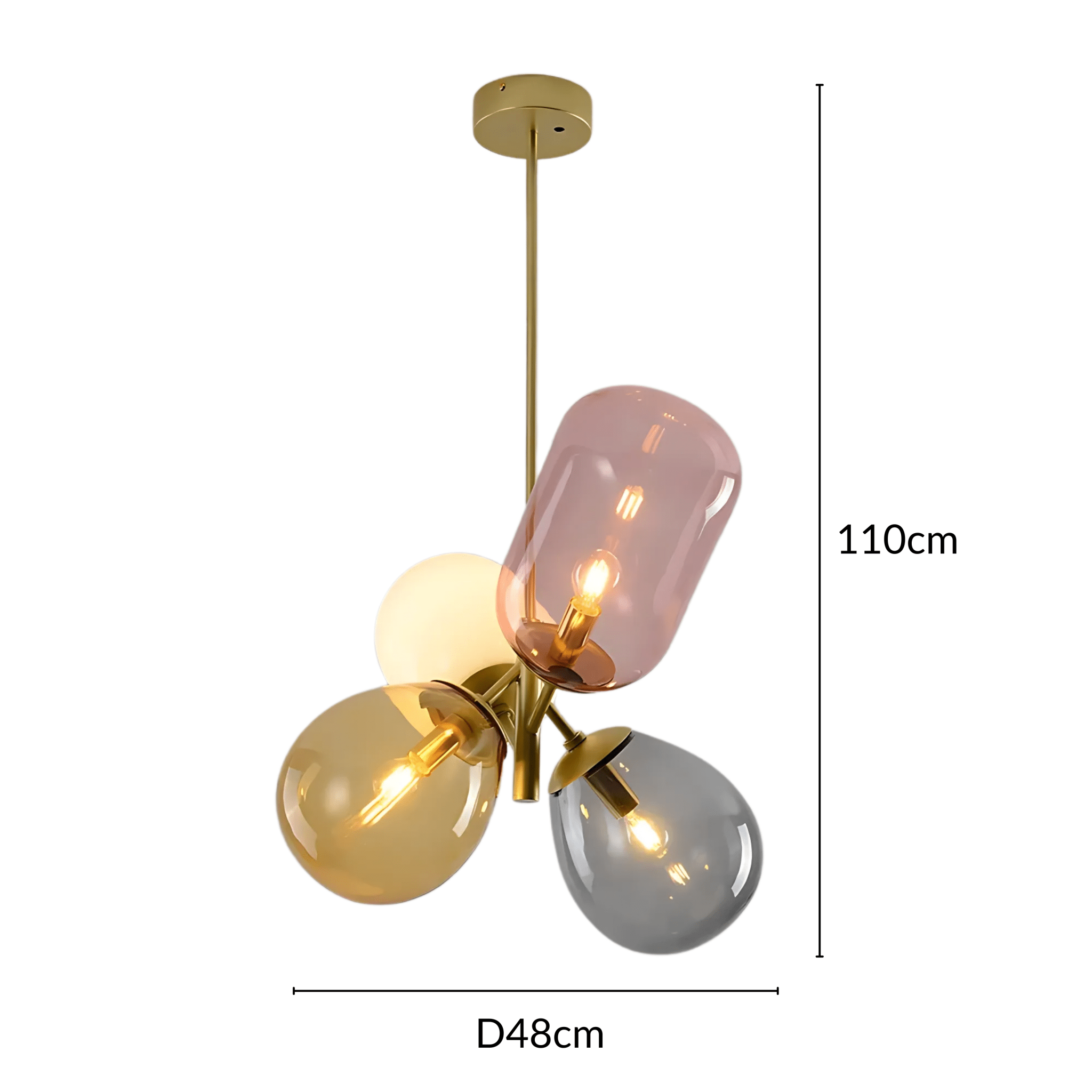 Modern Glass Globe Chandelier Adjustable Brass Ceiling Light