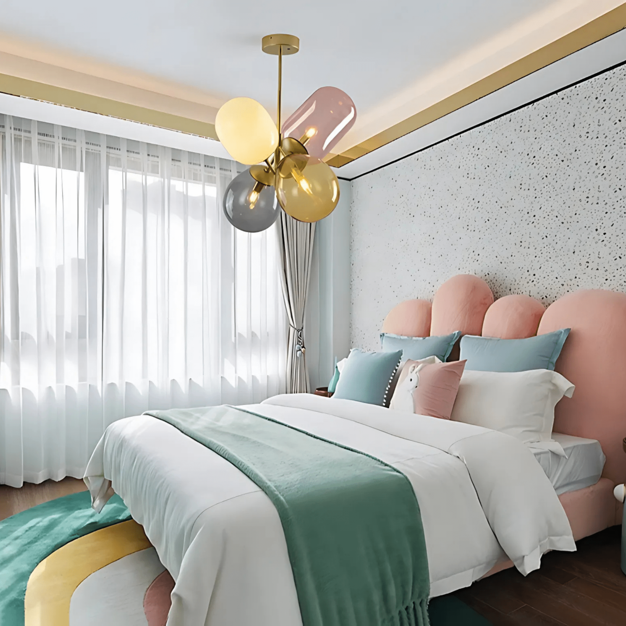 Modern Glass Globe Chandelier Adjustable Brass Ceiling Light