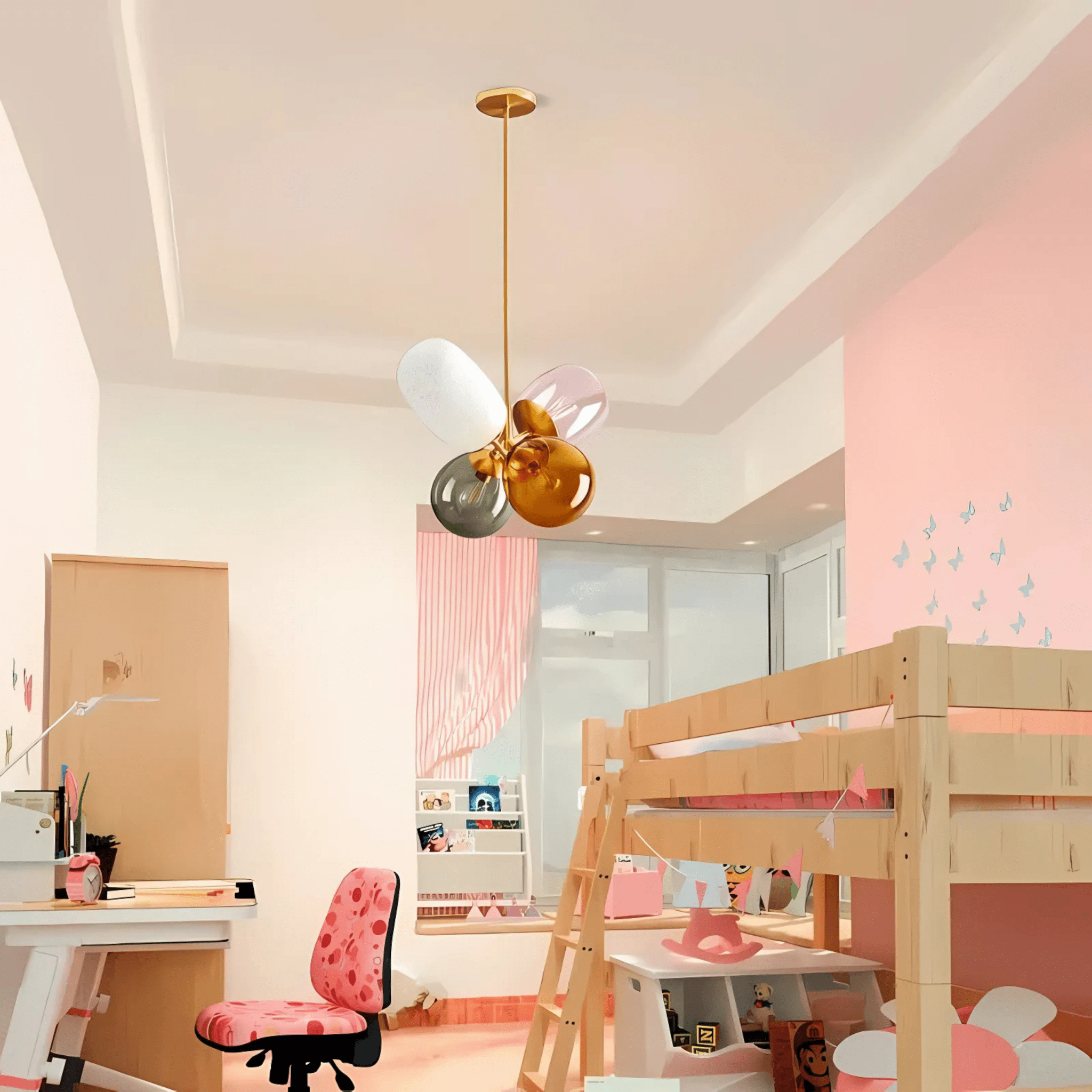 Modern Glass Globe Chandelier Adjustable Brass Ceiling Light