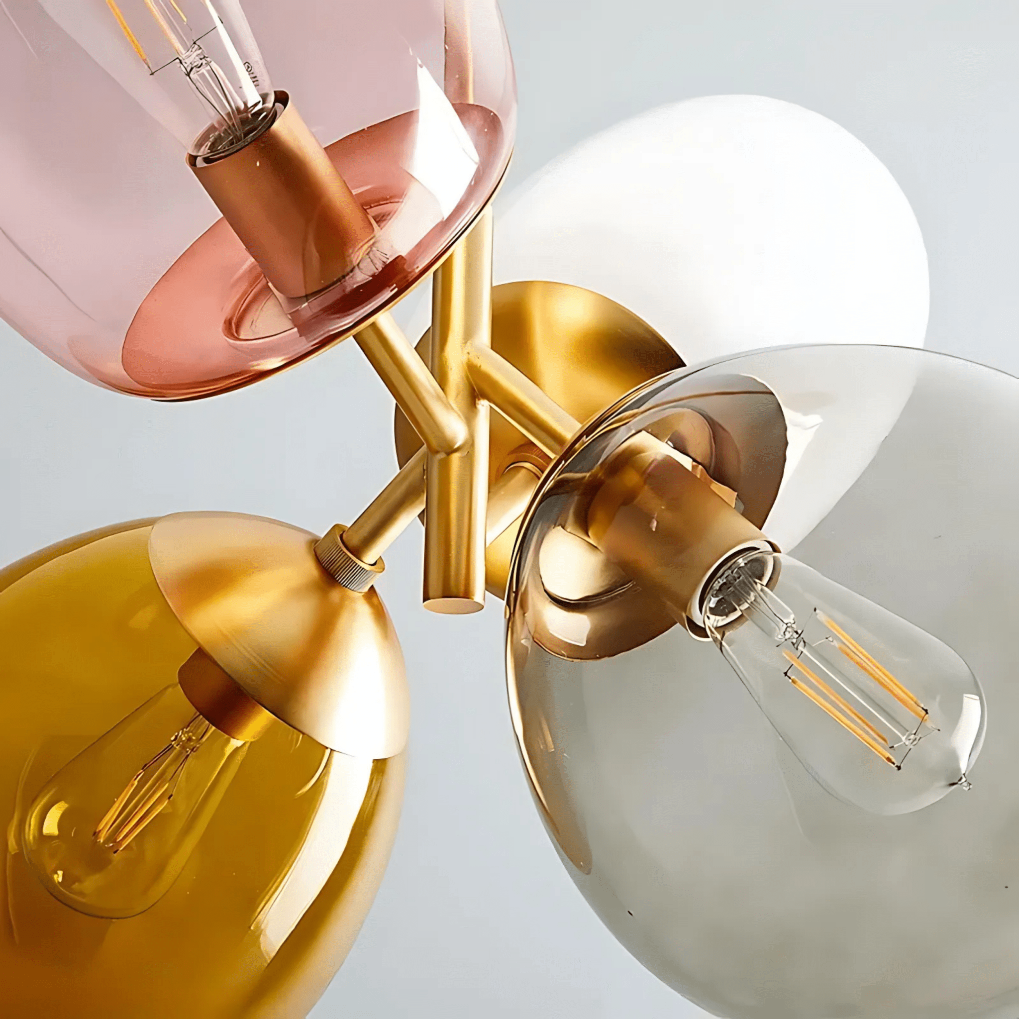 Modern Glass Globe Chandelier Adjustable Brass Ceiling Light