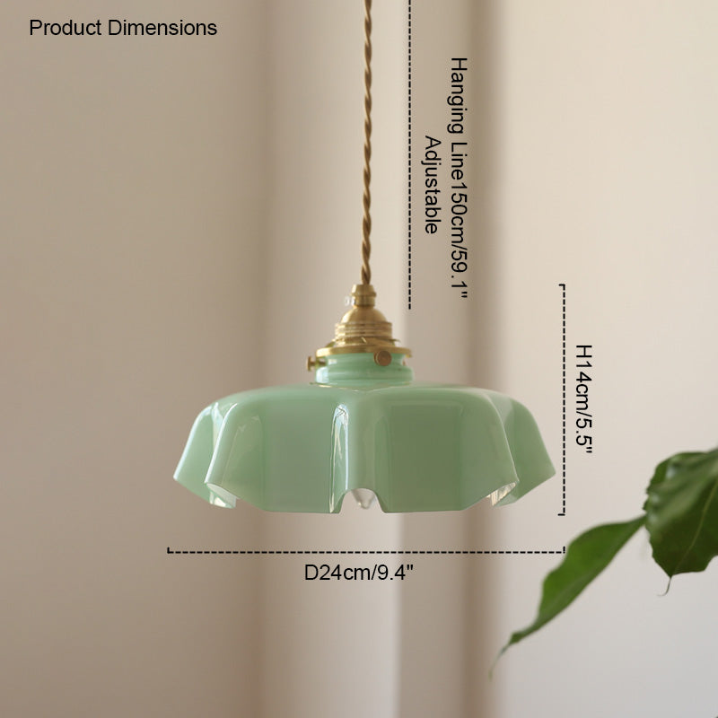 Retro Glass Flower Pendant Light for Bedroom Kitchen and Hallway