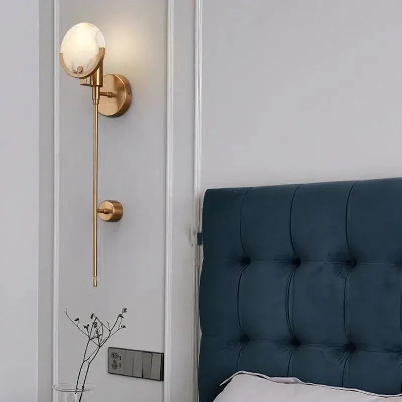 Modern Stone Wall Light Luxury Metal Accent Lamp