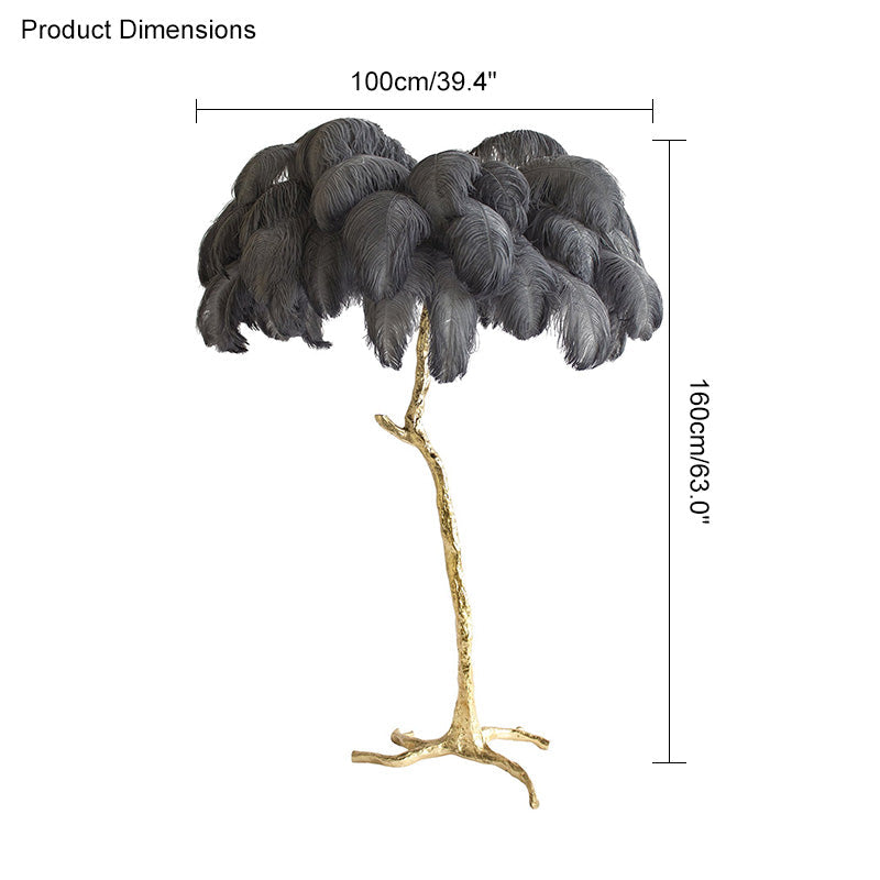 Feather Palm Tree Floor Lamp for Living Room or Bedroom
