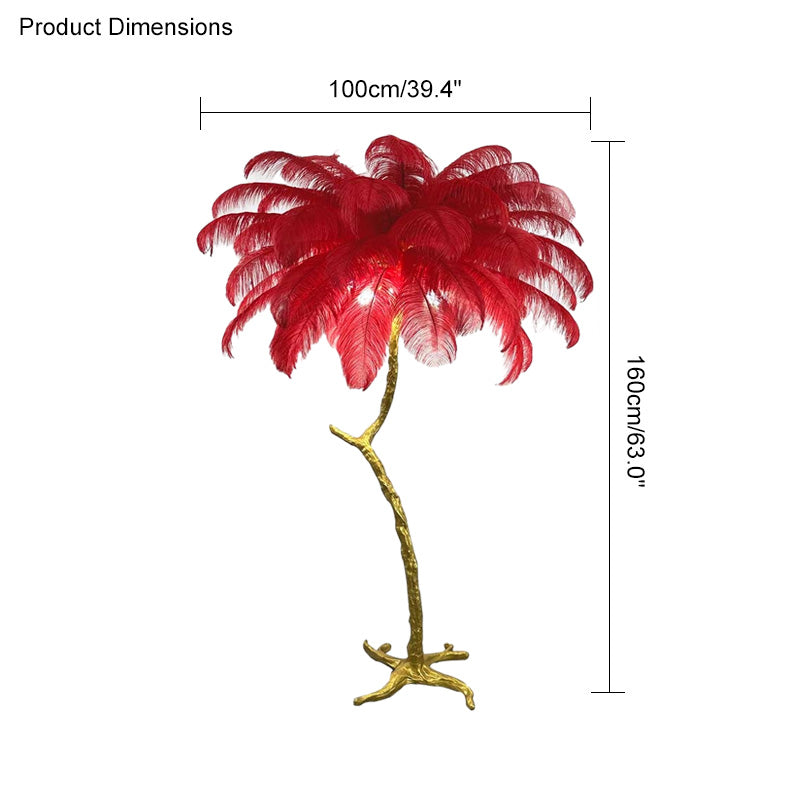 Feather Palm Tree Floor Lamp for Living Room or Bedroom