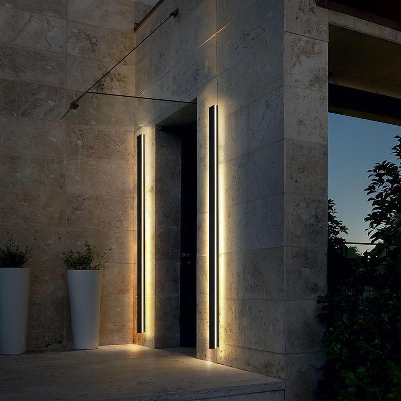 LED Wall Light Modern Black, Dimmable RGB Outdoor Fixture