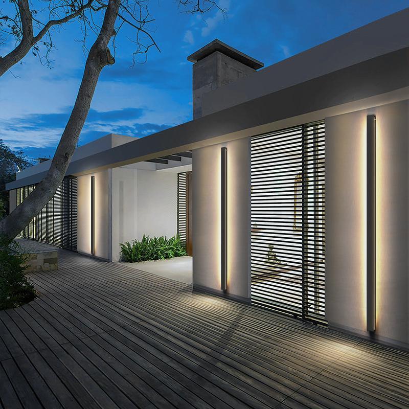 LED Wall Light Modern Black, Dimmable RGB Outdoor Fixture