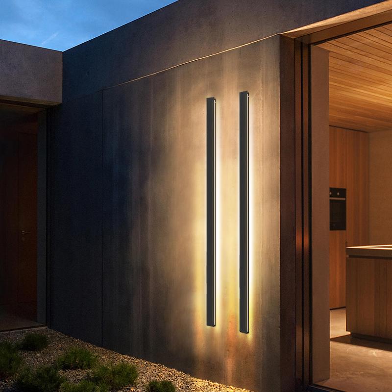 LED Wall Light Modern Black, Dimmable RGB Outdoor Fixture