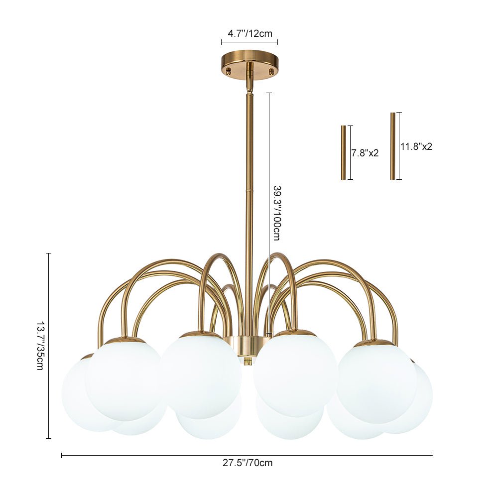 Mid Century Globe Bubble Chandelier with Frosted Glass