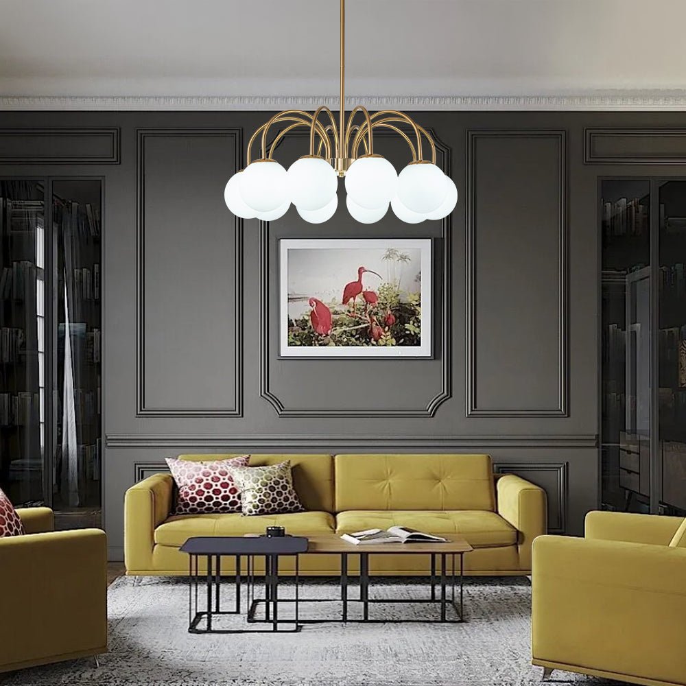 Mid Century Globe Bubble Chandelier with Frosted Glass