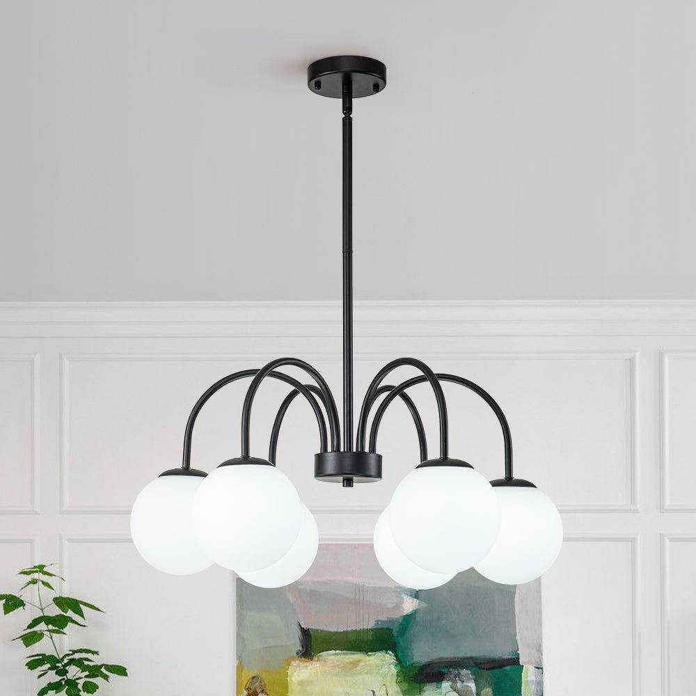 Mid Century Globe Bubble Chandelier with Frosted Glass