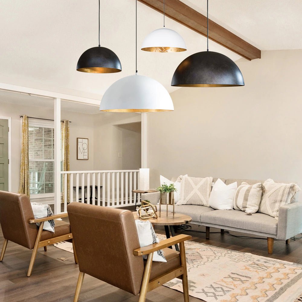 Oversized Dome Metal Pendant Light with Gold Interior