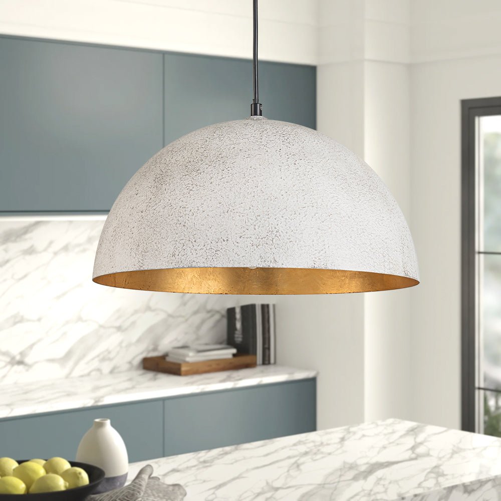Oversized Dome Metal Pendant Light with Gold Interior