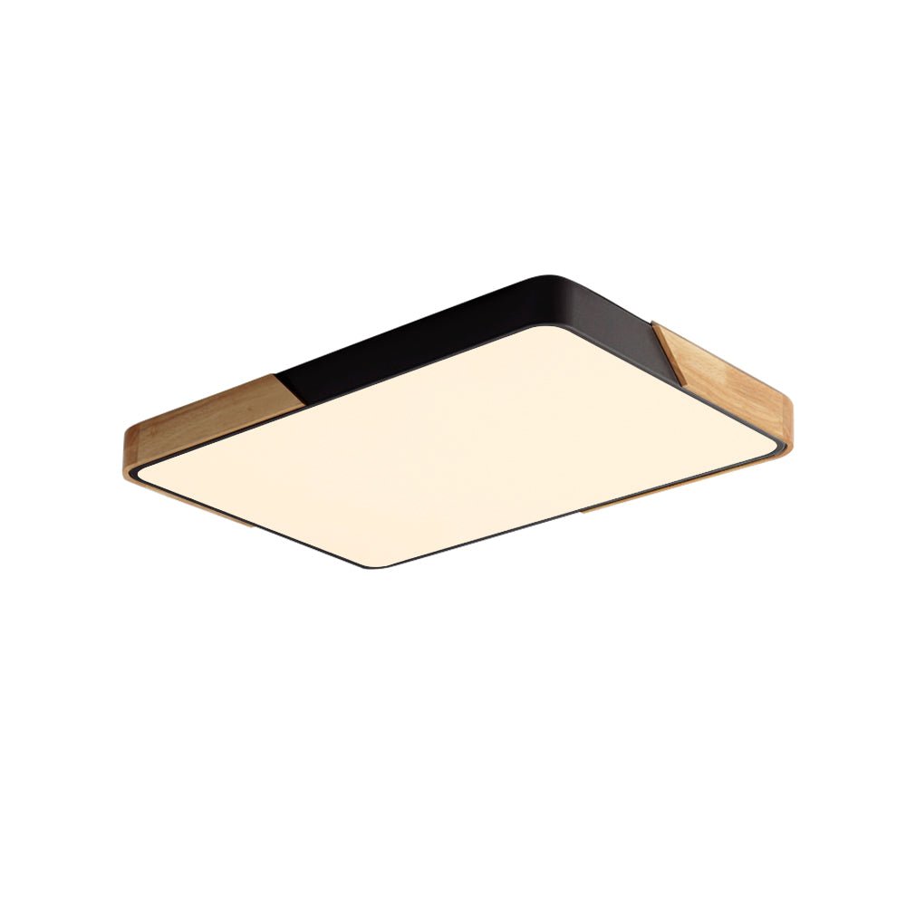 Modern Rectangle LED Ceiling Light with Wood Accents