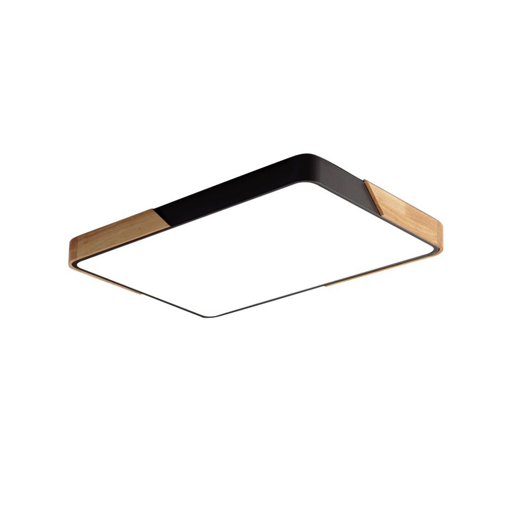 Modern Rectangle LED Ceiling Light with Wood Accents