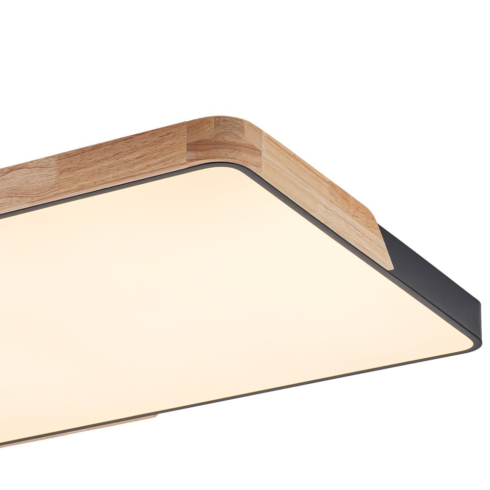 Modern Rectangle LED Ceiling Light with Wood Accents