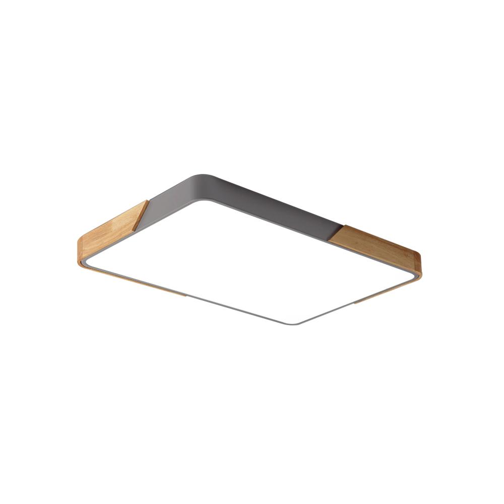 Modern Rectangle LED Ceiling Light with Wood Accents