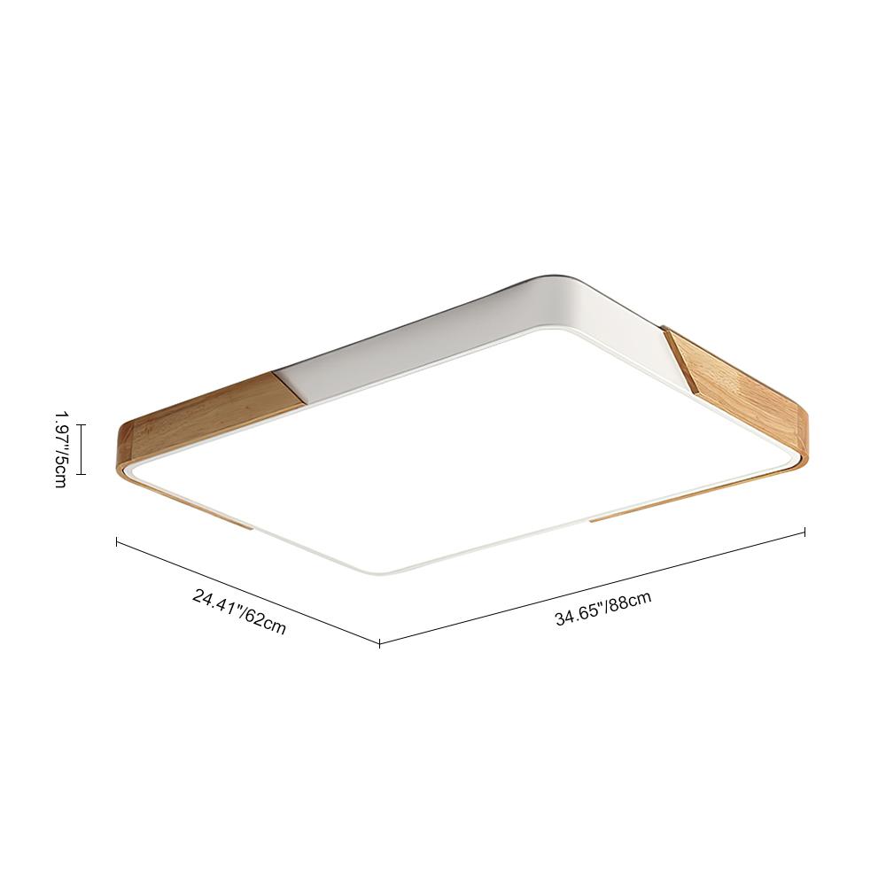 Modern Rectangle LED Ceiling Light with Wood Accents