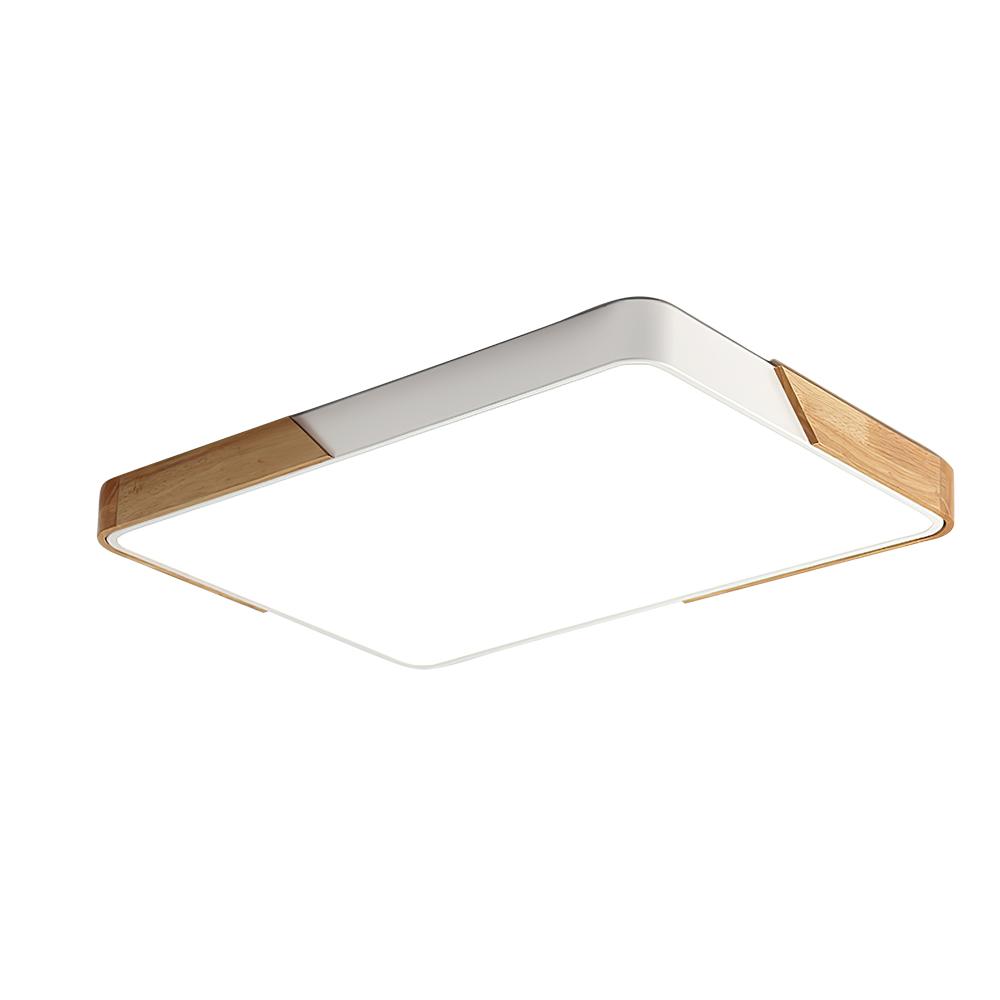 Modern Rectangle LED Ceiling Light with Wood Accents
