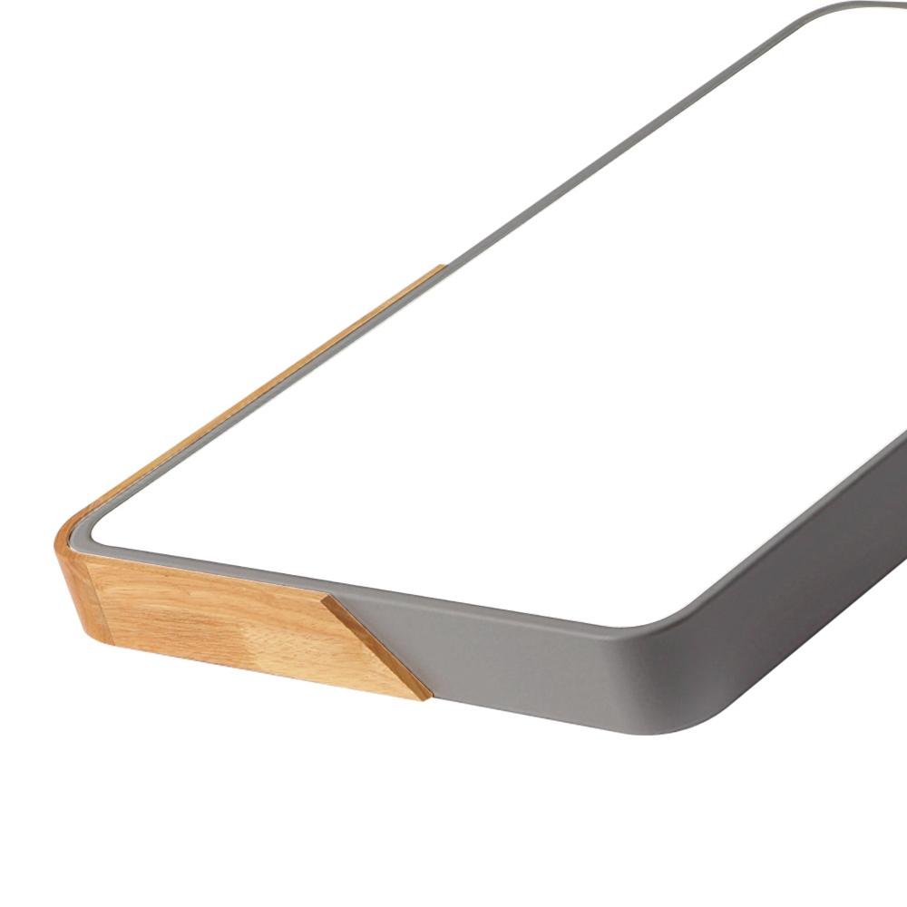Modern Rectangle LED Ceiling Light with Wood Accents