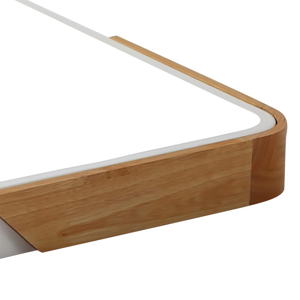 Modern Rectangle LED Ceiling Light with Wood Accents