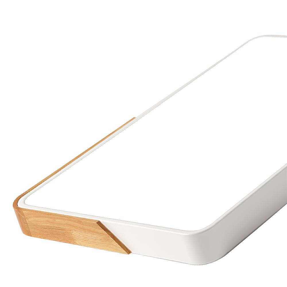 Modern Rectangle LED Ceiling Light with Wood Accents