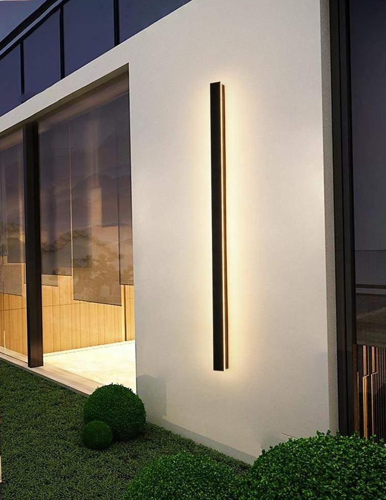LED Wall Light Modern Black, Dimmable RGB Outdoor Fixture