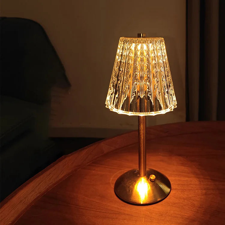 Crystal Metal Cordless Table Lamp Elegant USB LED Light