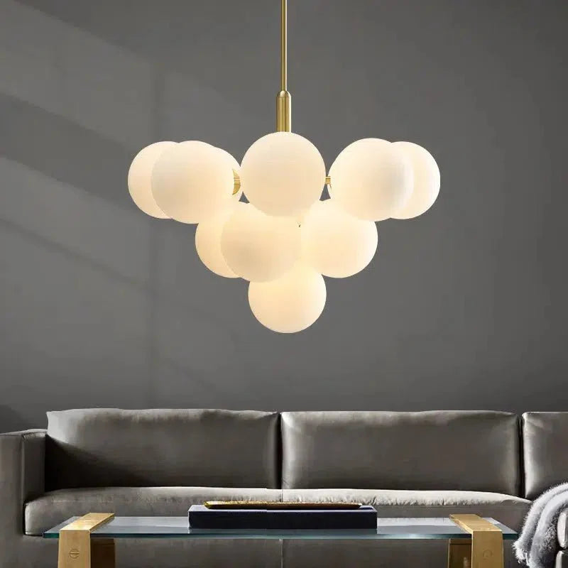 Modern Frosted Glass Chandelier Adjustable LED Ceiling Light