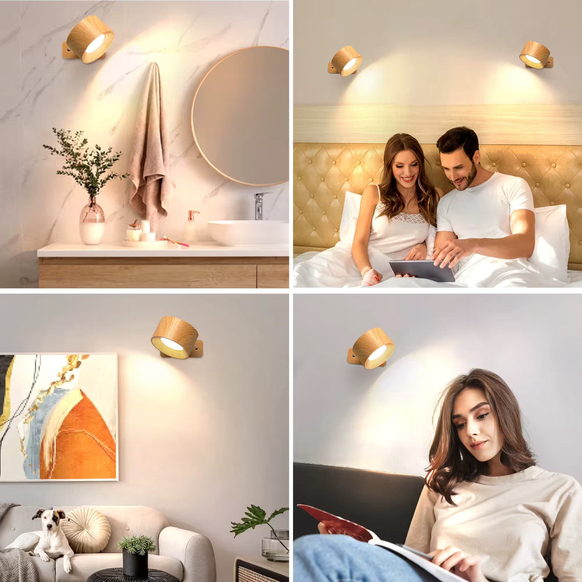Rechargeable Battery Wall Light, Wireless Adjustable Lamp