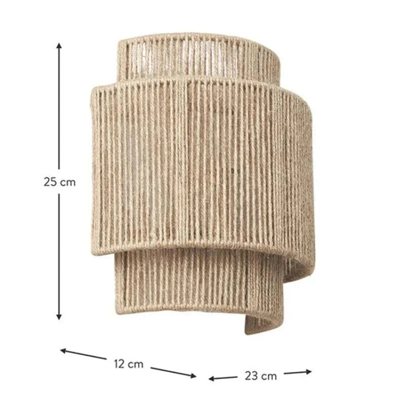 Rattan Wall Lamp, Handwoven Bamboo LED Light