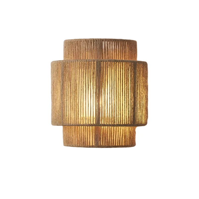 Rattan Wall Lamp, Handwoven Bamboo LED Light