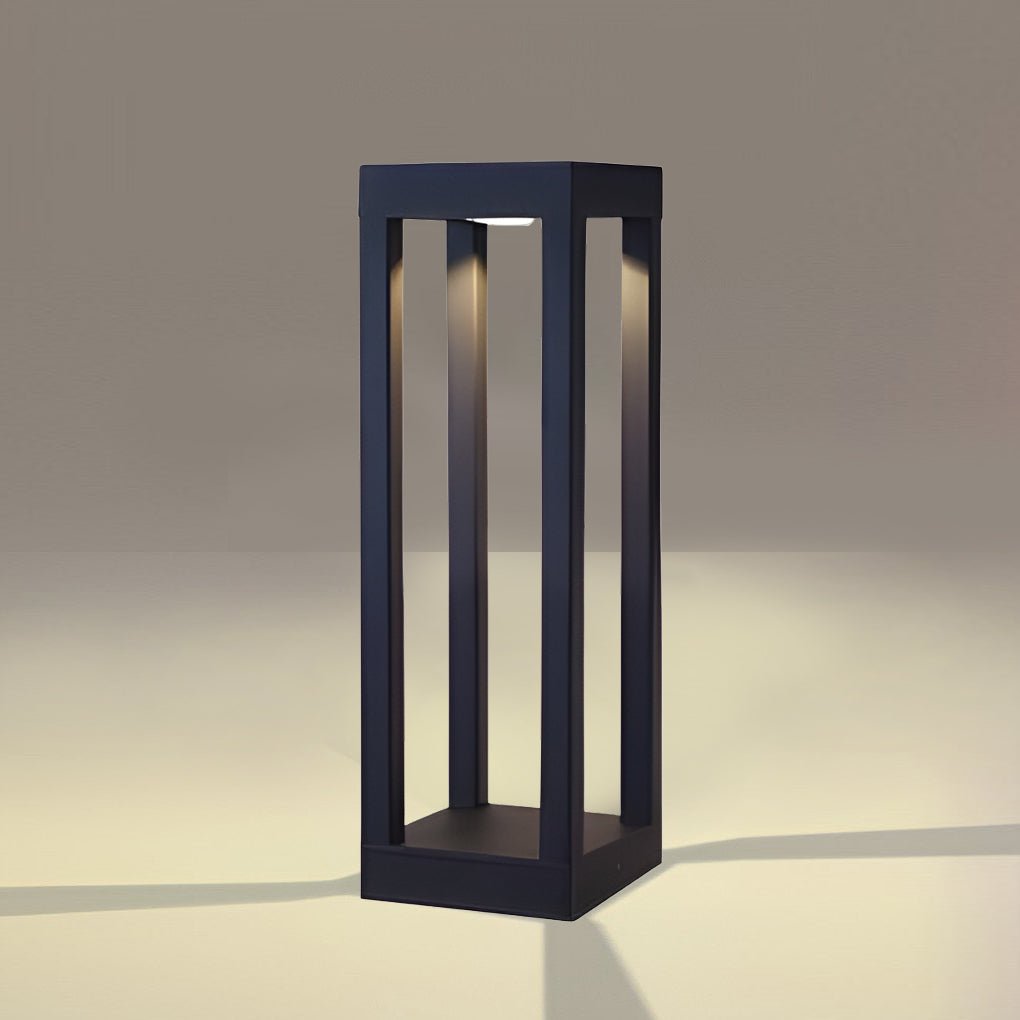 Black 4-Beam LED Bollard Light 7W Waterproof Garden Path Lamp