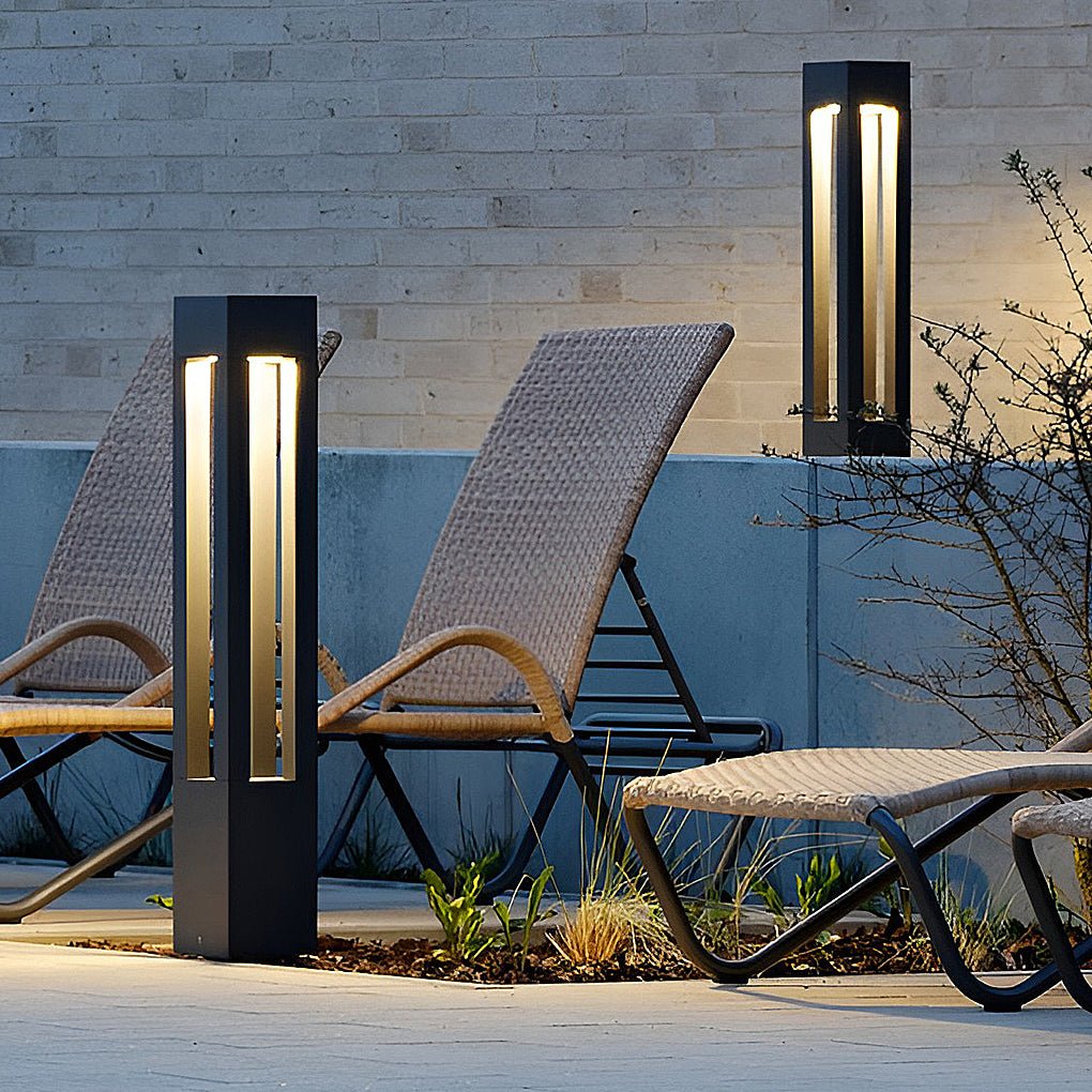 Black 4-Beam LED Bollard Light 7W Waterproof Garden Path Lamp