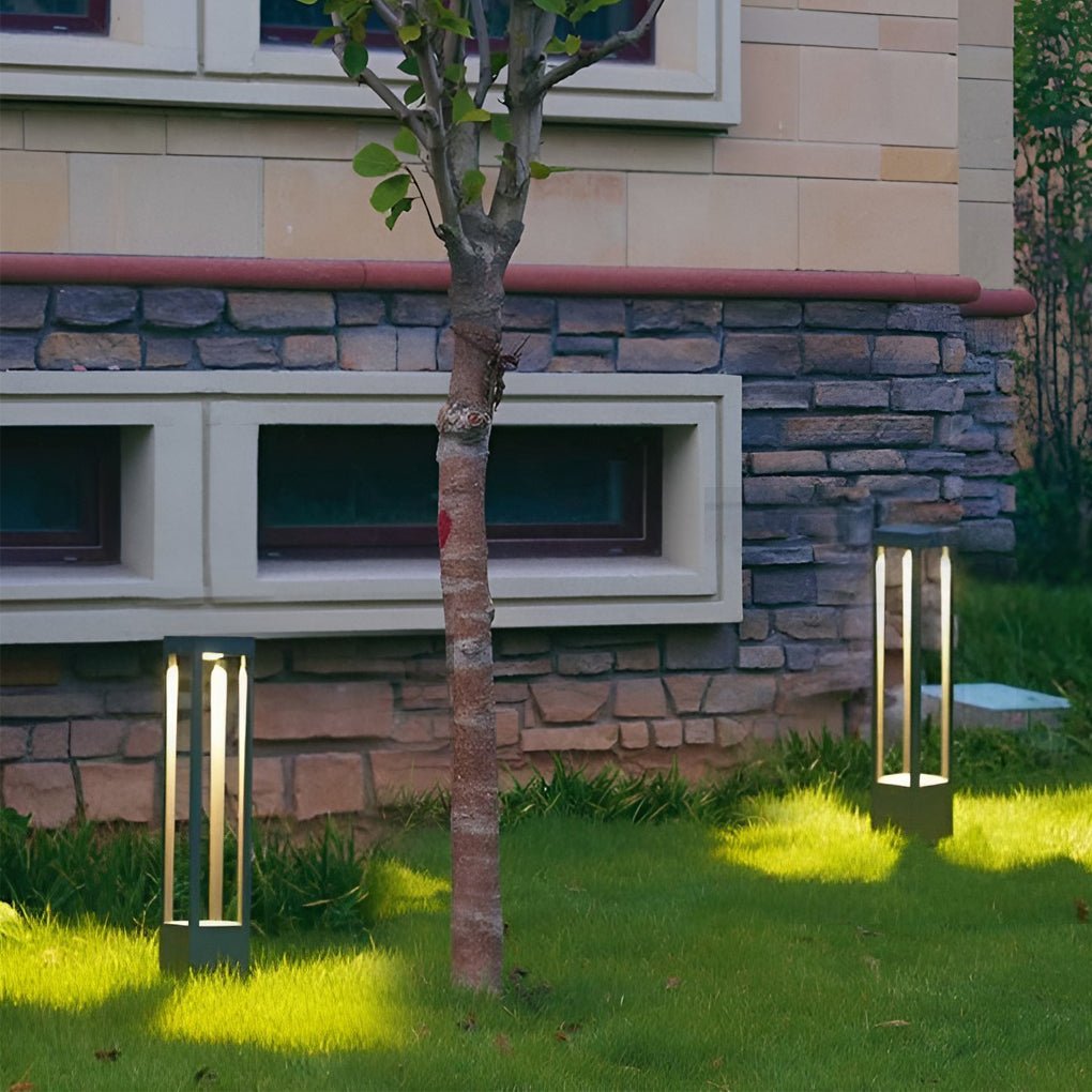 Black 4-Beam LED Bollard Light 7W Waterproof Garden Path Lamp