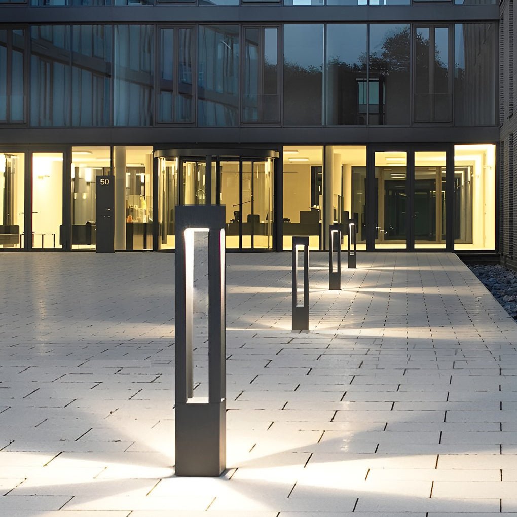 Black 4-Beam LED Bollard Light 7W Waterproof Garden Path Lamp