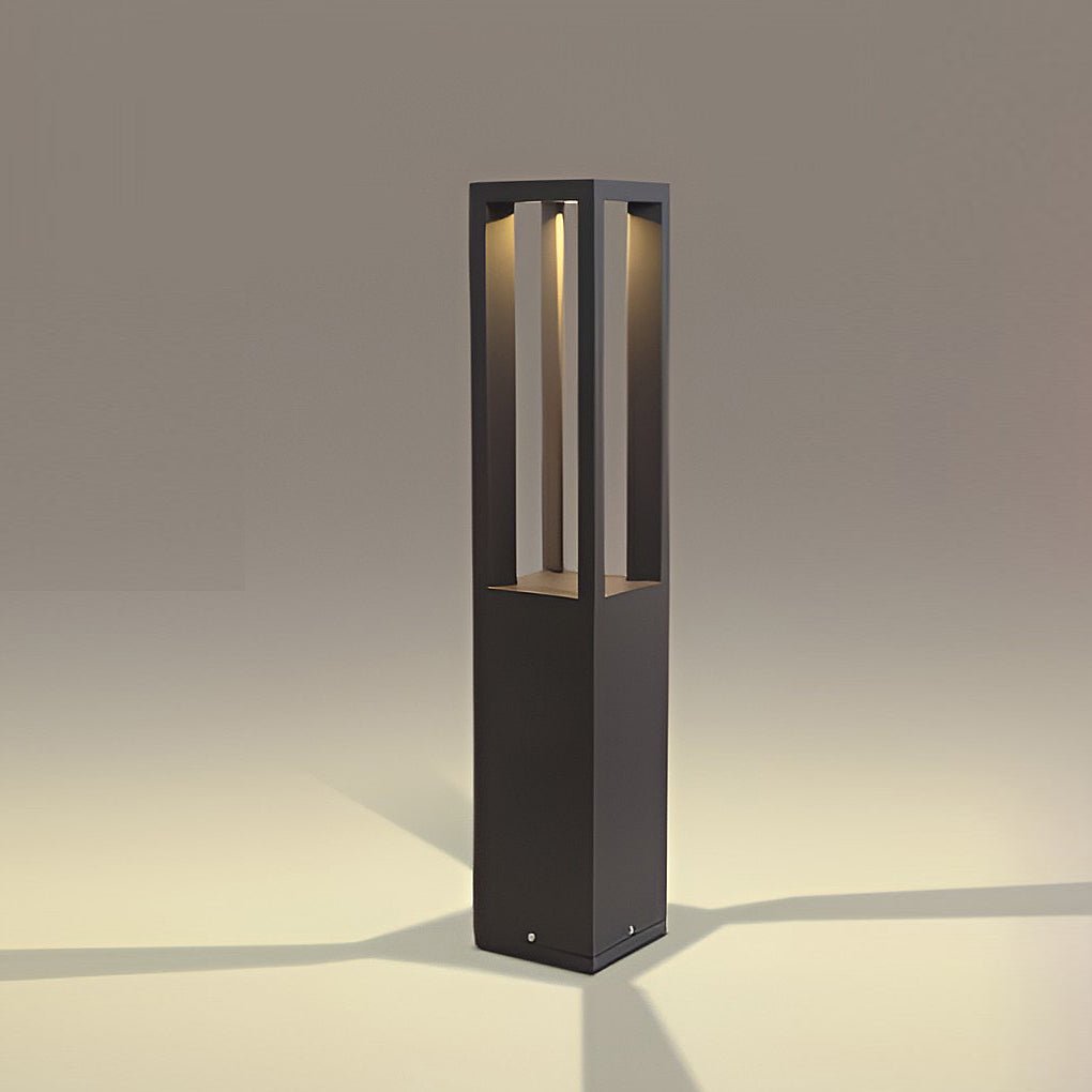 Black 4-Beam LED Bollard Light 7W Waterproof Garden Path Lamp